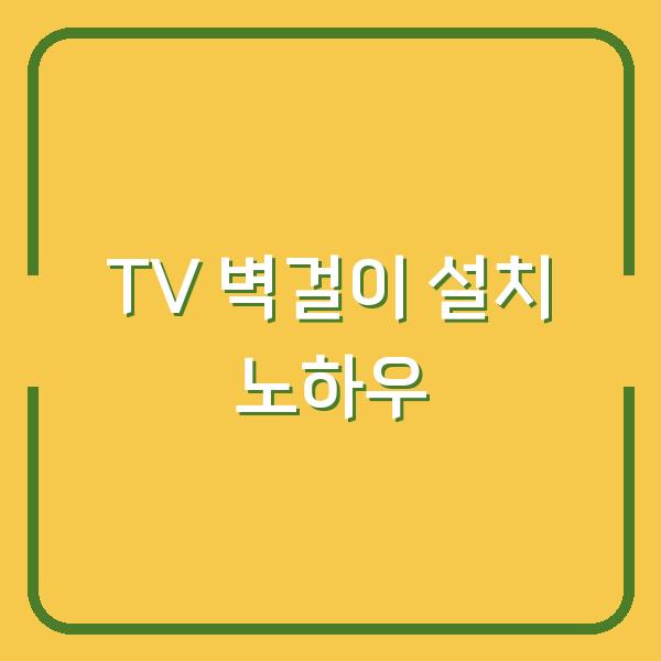 TV 벽걸이 설치 노하우