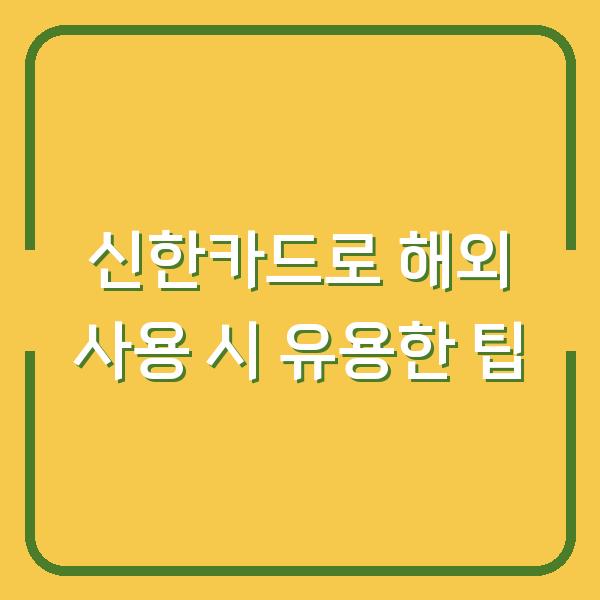 신한카드로 해외 사용 시 유용한 팁