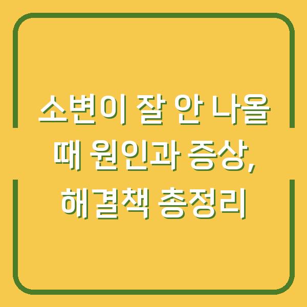소변이 잘 안 나올 때 원인과 증상, 해결책 총정리