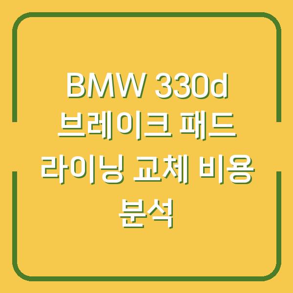 BMW 330d 브레이크 패드 라이닝 교체 비용 분석