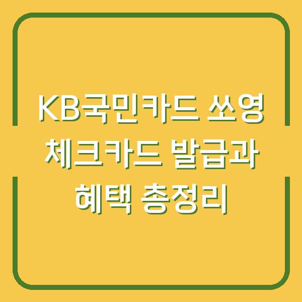 KB국민카드 쏘영 체크카드 발급과 혜택 총정리