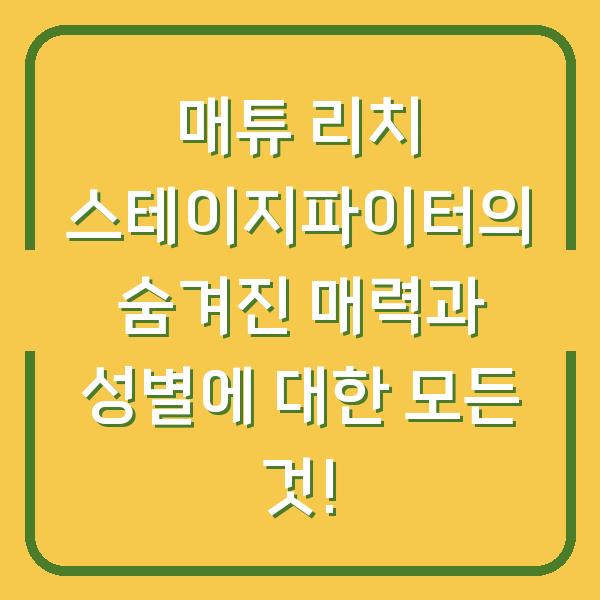 매튜 리치 스테이지파이터의 숨겨진 매력과 성별에 대한 모든 것!