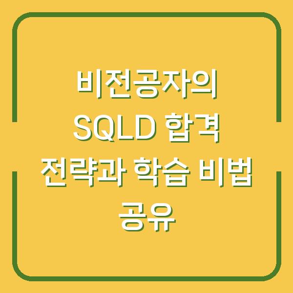 비전공자의 SQLD 합격 전략과 학습 비법 공유