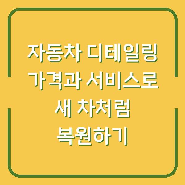 자동차 디테일링 가격과 서비스로 새 차처럼 복원하기