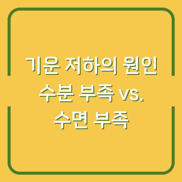 기운 저하의 원인 수분 부족 vs. 수면 부족