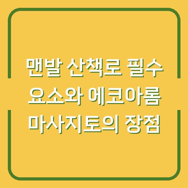 맨발 산책로 필수 요소와 에코아롬 마사지토의 장점