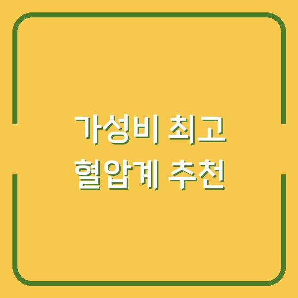 가성비 최고 혈압계 추천