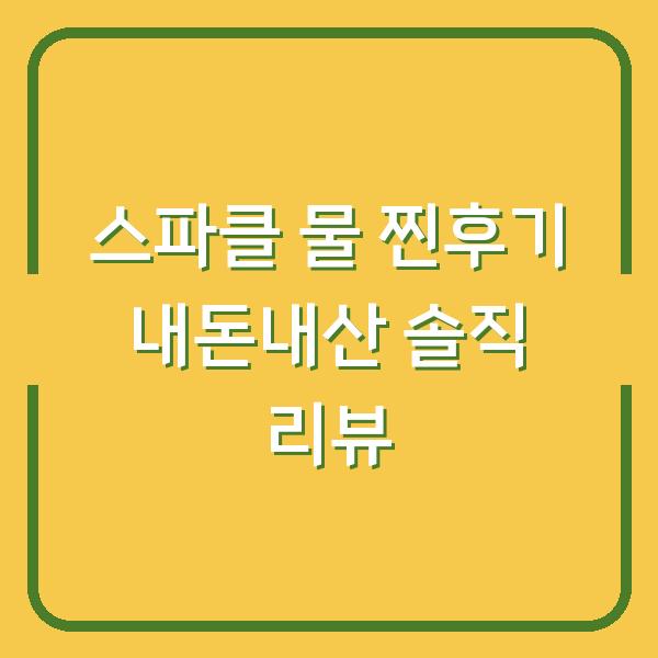 스파클 물 찐후기 내돈내산 솔직 리뷰