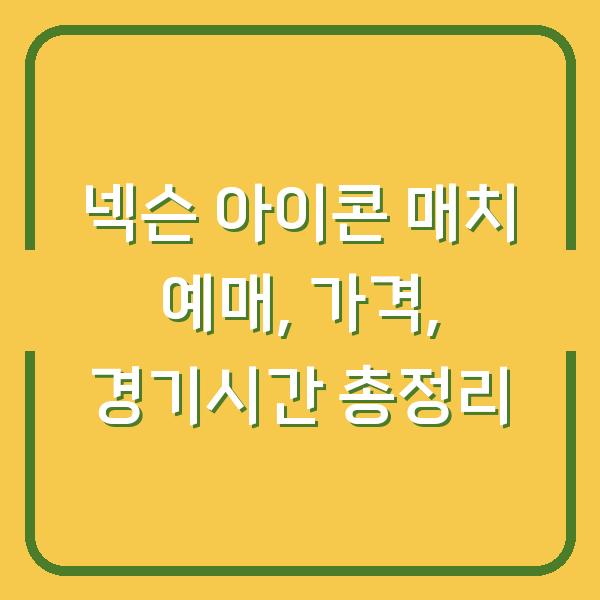 넥슨 아이콘 매치 예매, 가격, 경기시간 총정리
