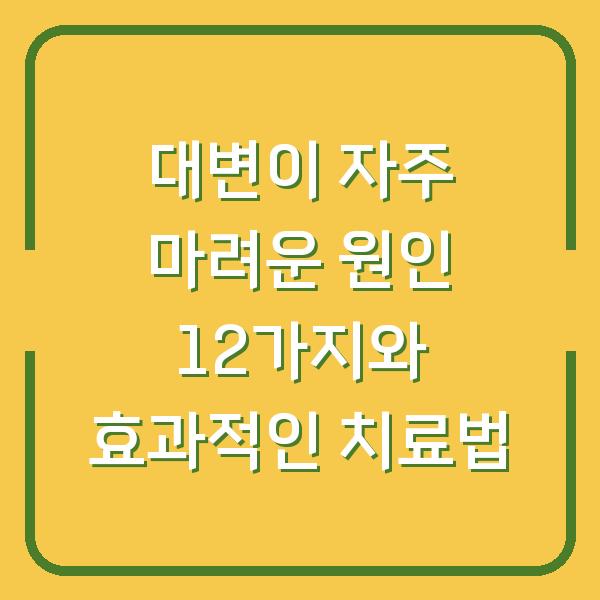 대변이 자주 마려운 원인 12가지와 효과적인 치료법