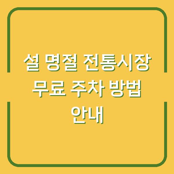 설 명절 전통시장 무료 주차 방법 안내