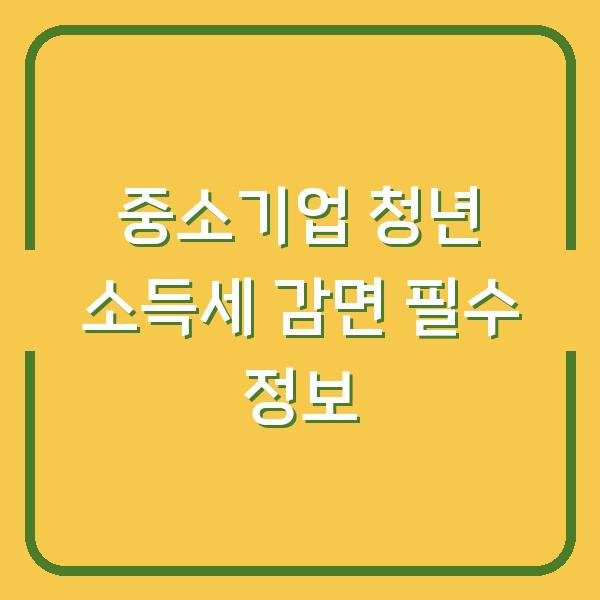 중소기업 청년 소득세 감면 필수 정보