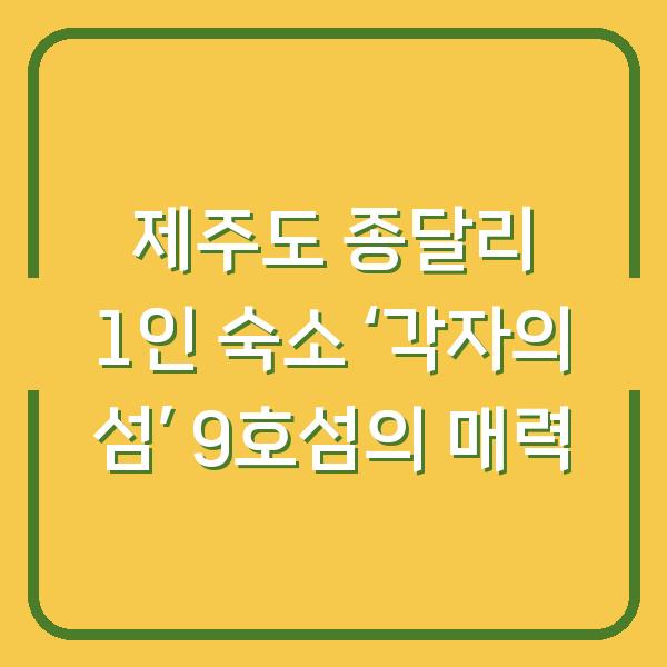 제주도 종달리 1인 숙소 ‘각자의 섬’ 9호섬의 매력