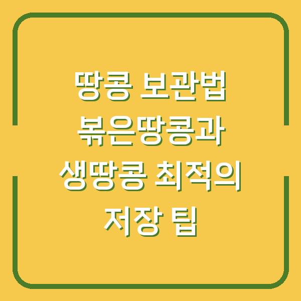 땅콩 보관법 볶은땅콩과 생땅콩 최적의 저장 팁