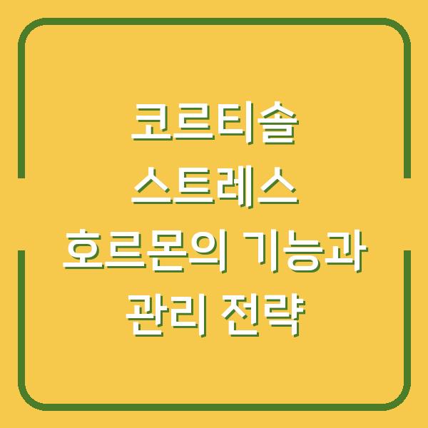 코르티솔 스트레스 호르몬의 기능과 관리 전략