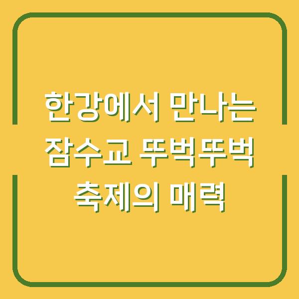 한강에서 만나는 잠수교 뚜벅뚜벅 축제의 매력