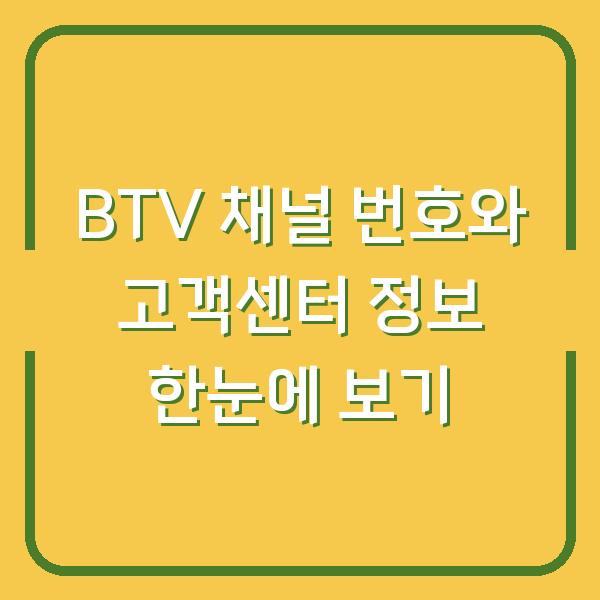 BTV 채널 번호와 고객센터 정보 한눈에 보기