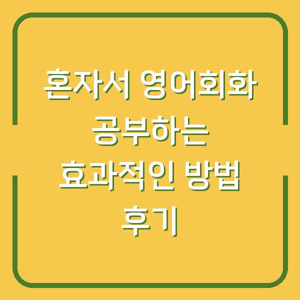 혼자서 영어회화 공부하는 효과적인 방법 후기