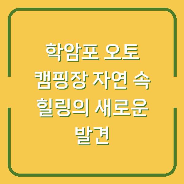 학암포 오토 캠핑장 자연 속 힐링의 새로운 발견