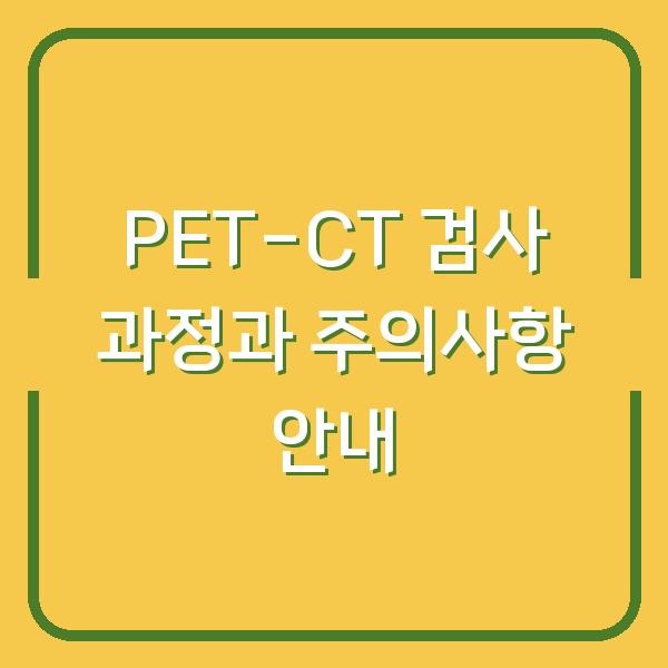 PET-CT 검사 과정과 주의사항 안내