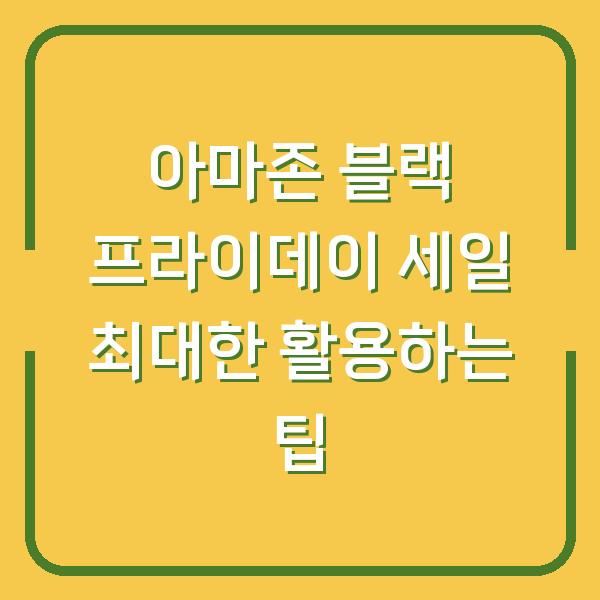 아마존 블랙 프라이데이 세일 최대한 활용하는 팁