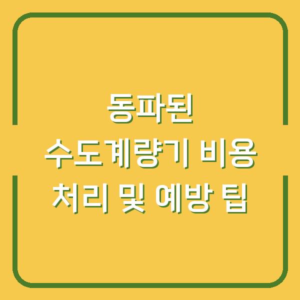 동파된 수도계량기 비용 처리 및 예방 팁