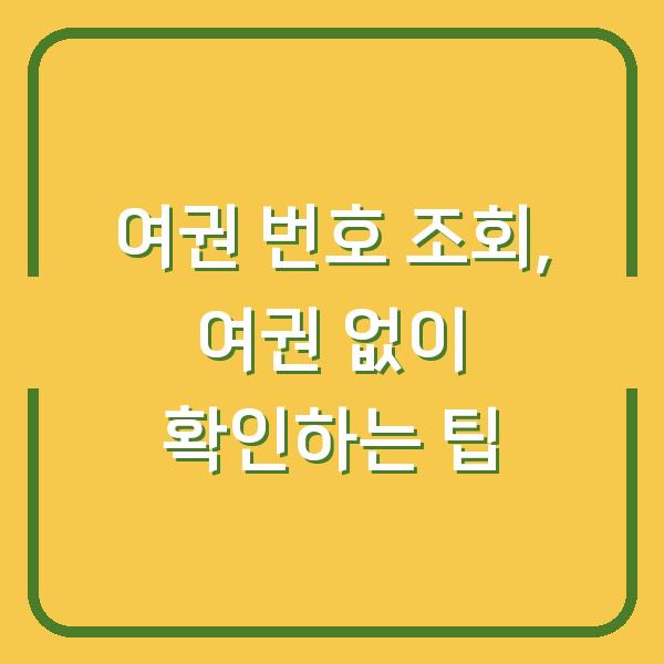 여권 번호 조회, 여권 없이 확인하는 팁