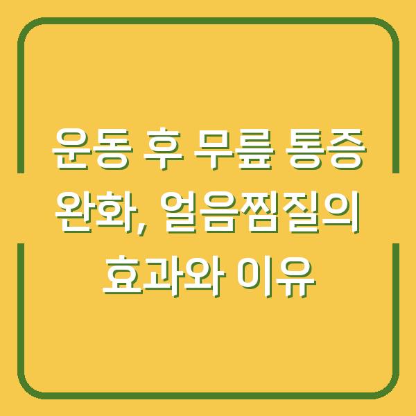 운동 후 무릎 통증 완화, 얼음찜질의 효과와 이유