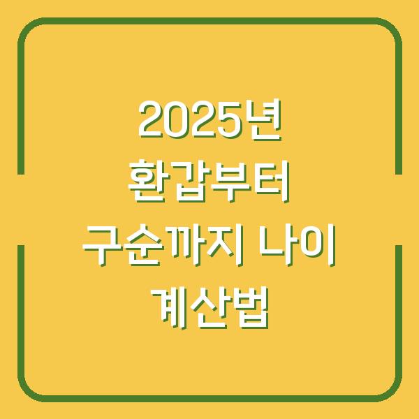 2025년 환갑부터 구순까지 나이 계산법