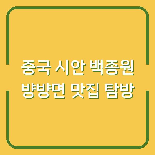 중국 시안 백종원 뱡뱡면 맛집 탐방