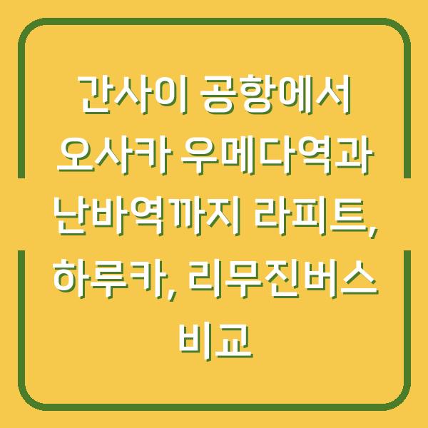 간사이 공항에서 오사카 우메다역과 난바역까지 라피트, 하루카, 리무진버스 비교