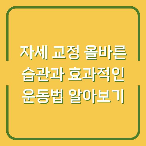 자세 교정 올바른 습관과 효과적인 운동법 알아보기