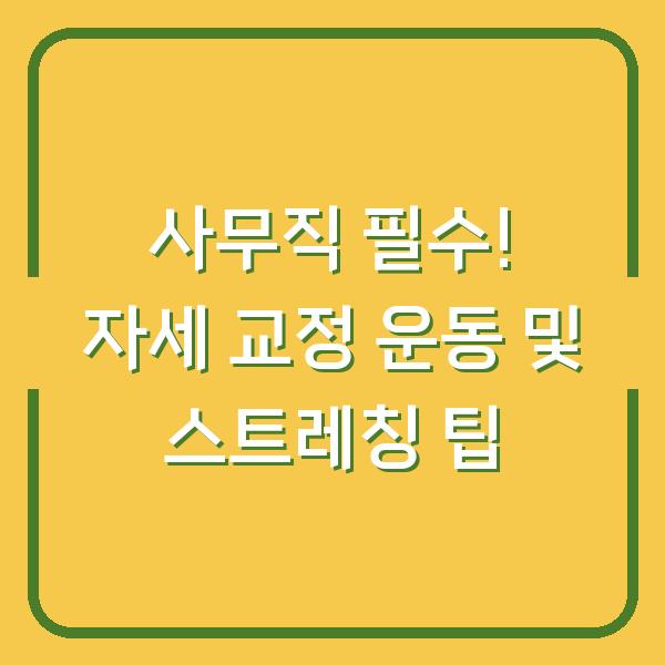 사무직 필수! 자세 교정 운동 및 스트레칭 팁