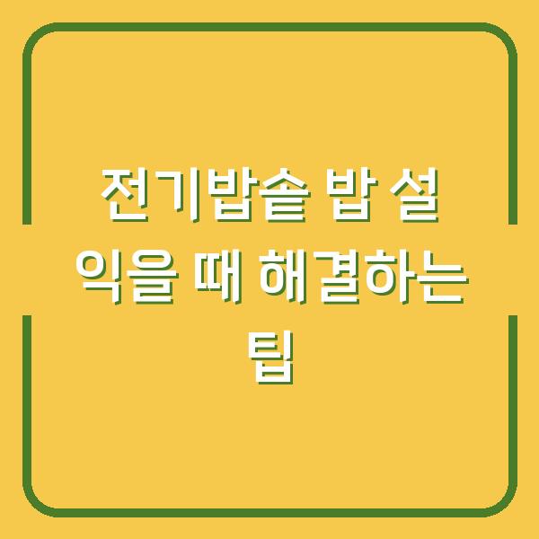 전기밥솥 밥 설 익을 때 해결하는 팁