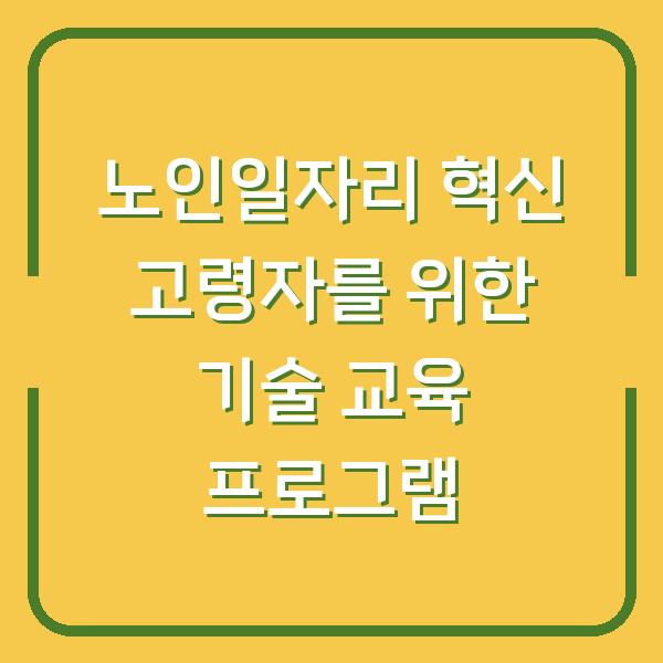 노인일자리 혁신 고령자를 위한 기술 교육 프로그램