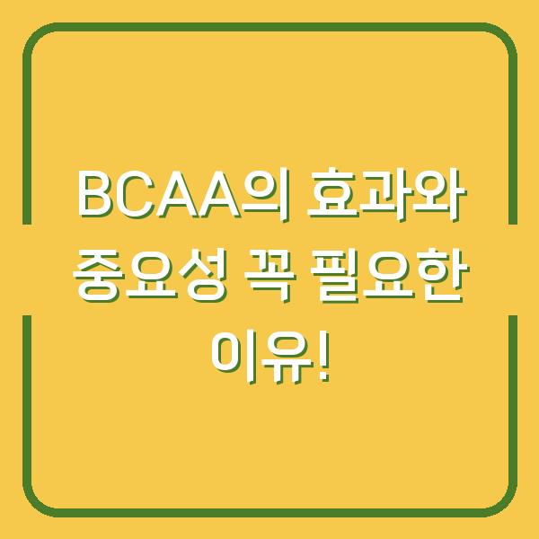 BCAA의 효과와 중요성 꼭 필요한 이유!