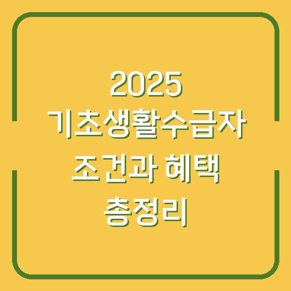 2025 기초생활수급자 조건과 혜택 총정리