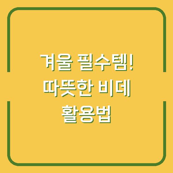 겨울 필수템! 따뜻한 비데 활용법