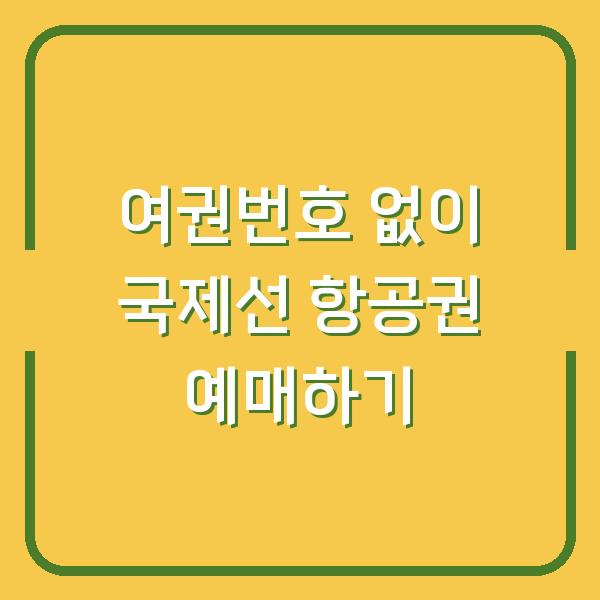 여권번호 없이 국제선 항공권 예매하기