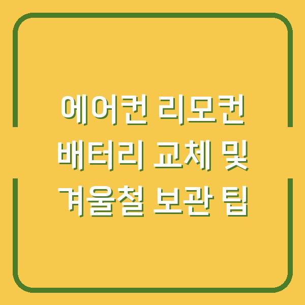 에어컨 리모컨 배터리 교체 및 겨울철 보관 팁