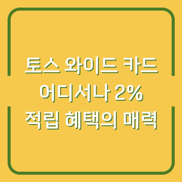 토스 와이드 카드 어디서나 2% 적립 혜택의 매력