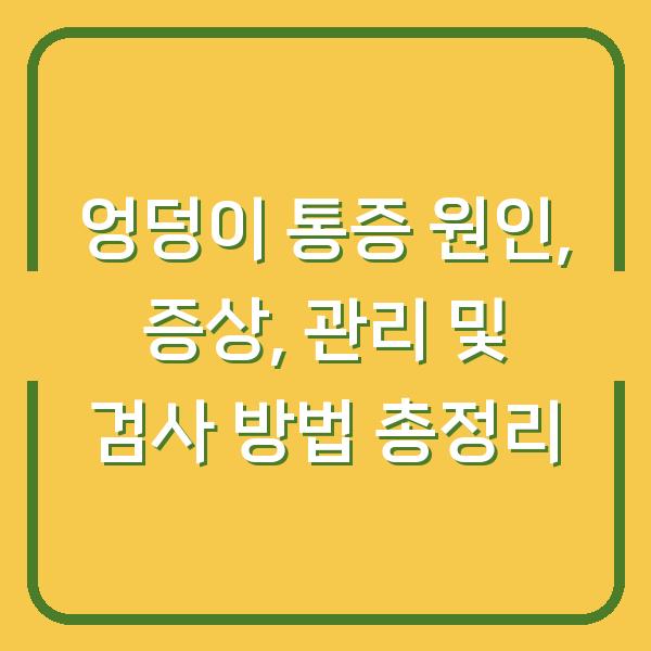 엉덩이 통증 원인, 증상, 관리 및 검사 방법 총정리