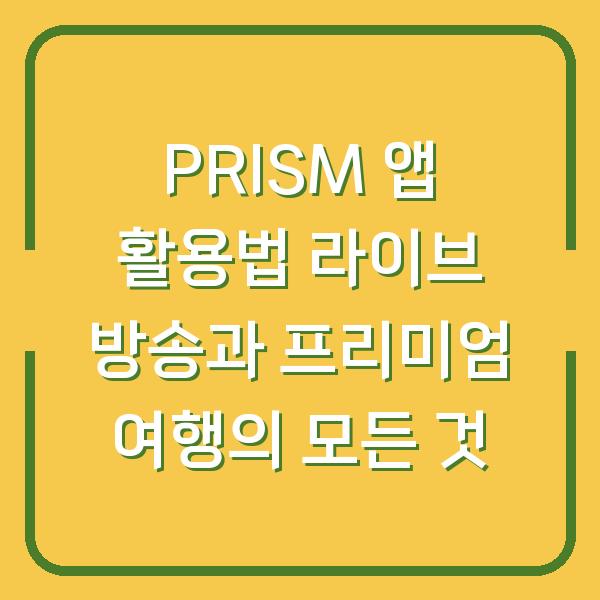 PRISM 앱 활용법 라이브 방송과 프리미엄 여행의 모든 것