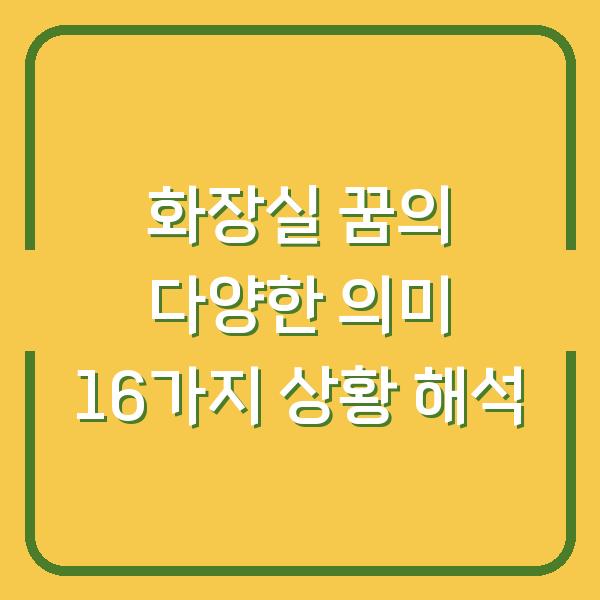화장실 꿈의 다양한 의미 16가지 상황 해석