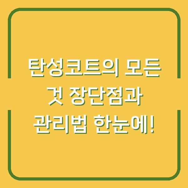 탄성코트의 모든 것 장단점과 관리법 한눈에!