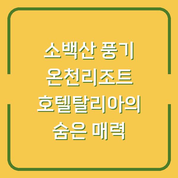 소백산 풍기 온천리조트 호텔탈리아의 숨은 매력