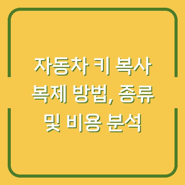 자동차 키 복사 복제 방법, 종류 및 비용 분석