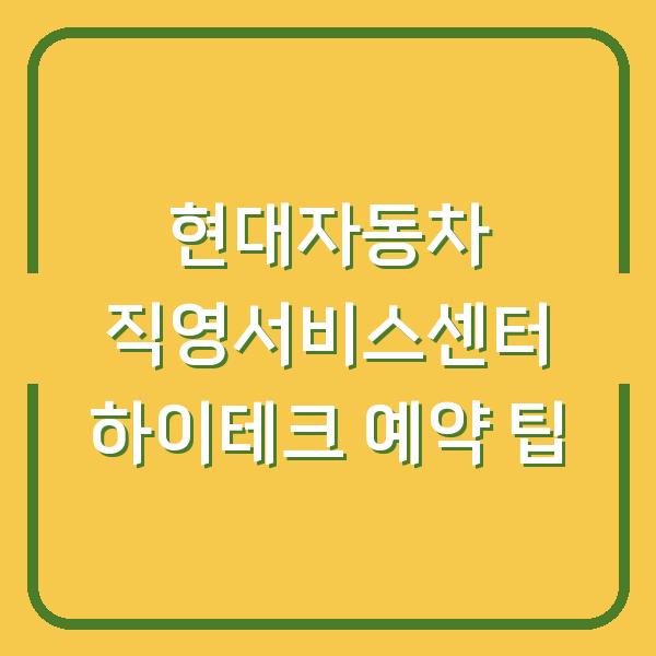 현대자동차 직영서비스센터 하이테크 예약 팁