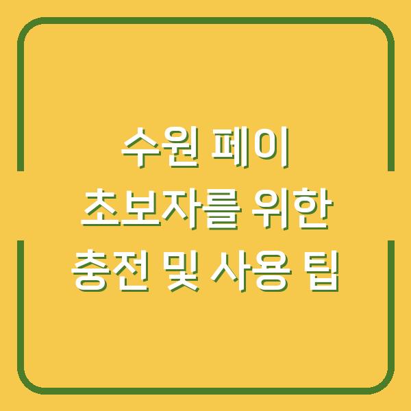 수원 페이 초보자를 위한 충전 및 사용 팁