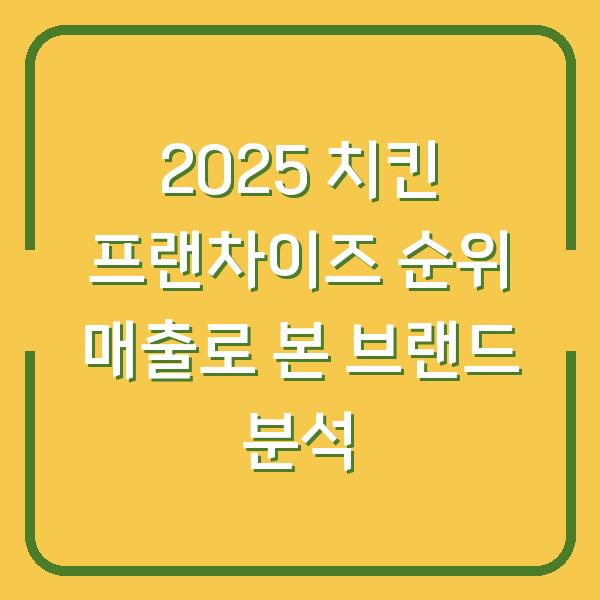 2025 치킨 프랜차이즈 순위 매출로 본 브랜드 분석